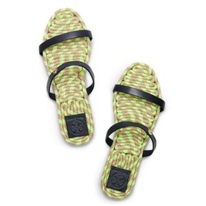 NIB Tory Burch Two-Band Leather Espadrilles, sz 10